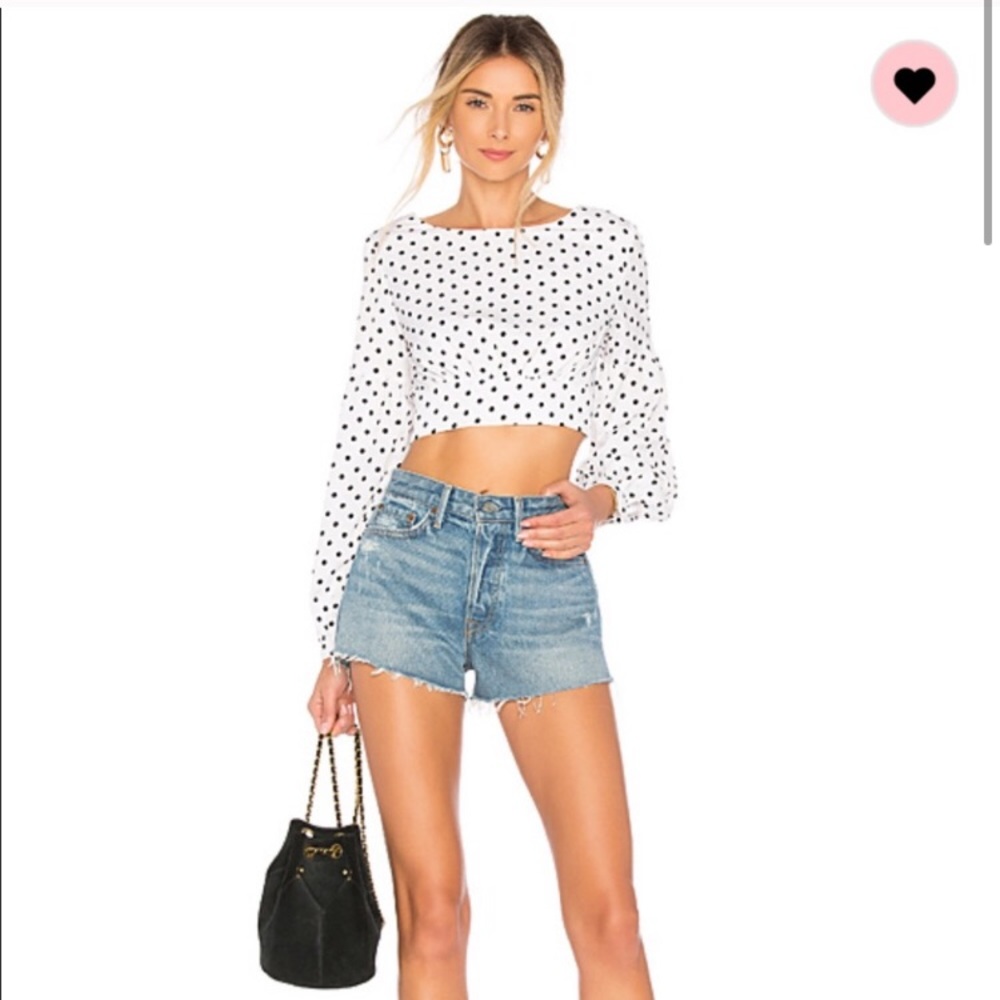 Revolve by the way Polka Dot Tie Crop Top